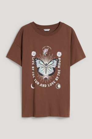 C&A Clockhouse T-shirts Damen Dunkelbraun | VICDO-7315