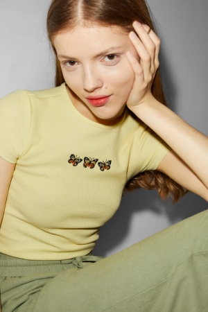 C&A Clockhouse T-shirts Damen Gelb | JPEQN-0187