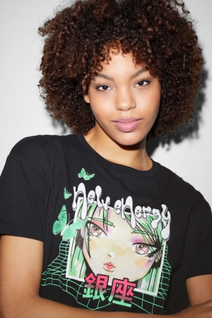 C&A Clockhouse T-shirts Damen Schwarz | LDQWU-1642