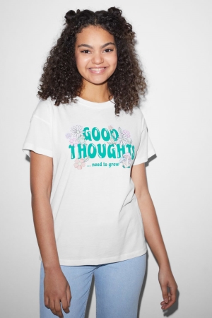 C&A Clockhouse T-shirts Damen Weiß | QVZJO-0548