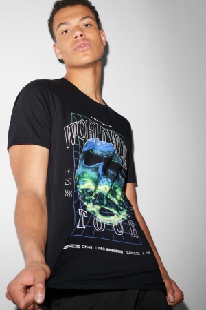 C&A Clockhouse T-shirts Herren Schwarz | MBAZT-1682