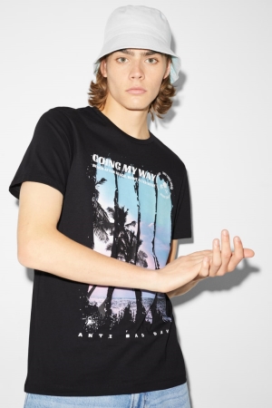 C&A Clockhouse T-shirts Herren Schwarz | RAEPH-7450