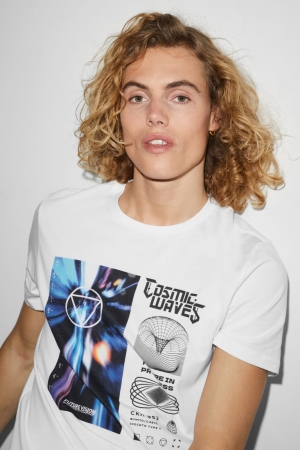 C&A Clockhouse T-shirts Herren Weiß | DJUBG-2798