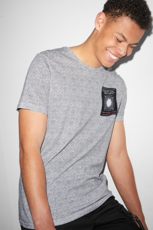 C&A Clockhouse T-shirts Herren Weiß Schwarz | AQSDY-9754
