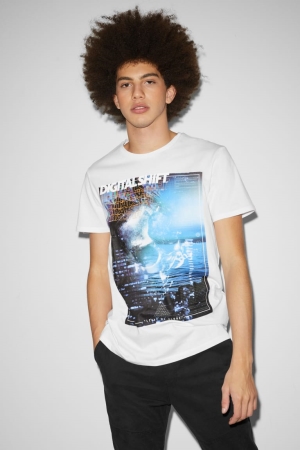 C&A Clockhouse T-shirts Herren Weiß | WYHUR-6915