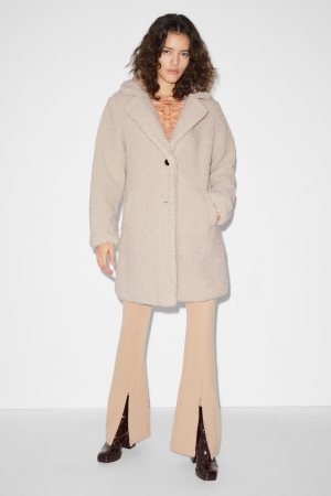 C&A Clockhouse Teddy Fur Mäntel Damen Hellbeige | TKXAH-4653