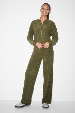 C&A Clockhouse Terry Cloth Joggers Hosen Damen Khaki | GWPKV-8501