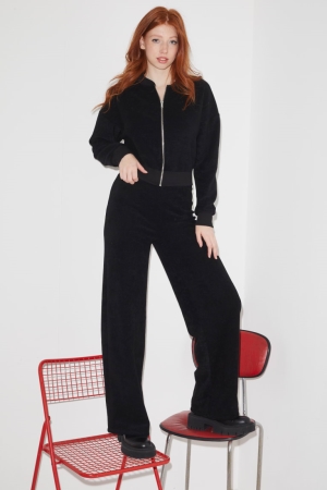 C&A Clockhouse Terry Cloth Joggers Hosen Damen Schwarz | RFXUN-7910