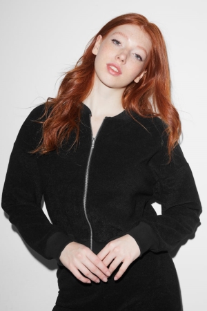 C&A Clockhouse Terry Cloth Zip-through Sweatshirts Damen Schwarz | GNEWY-1748