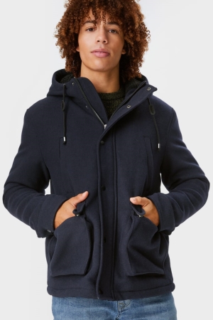 C&A Clockhouse With Hood Jacke Herren Dunkelblau | XGLYT-1230