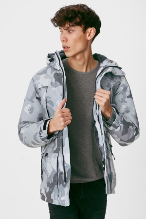 C&A Clockhouse With Hood Jacke Herren Grau | UEQXJ-7268