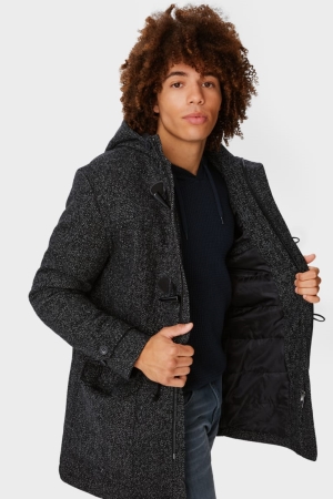 C&A Clockhouse With Hood Jacke Herren Schwarz Weiß | WDLHX-6742