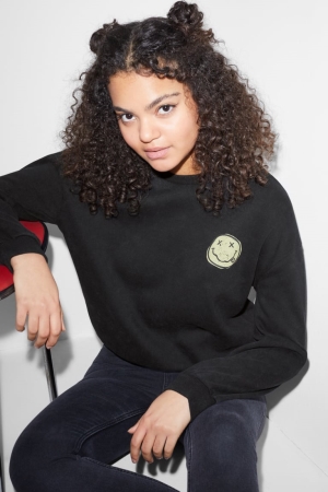 C&A Clockhouse With Recycled Baumwoll Nirvana Sweatshirts Damen Schwarz | BVMQU-3187