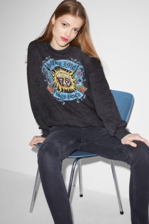 C&A Clockhouse With Recycled Baumwoll Sublime Sweatshirts Damen Dunkelgrau | JCZRV-6254