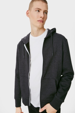 C&A Clockhouse Zip-through With Hood Sweatshirts Herren Grau | AJLSO-1429