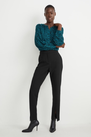 C&A Cloth High Taille Gerade Fit Hosen Damen Schwarz | QSLTD-7504