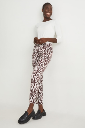 C&A Cloth High Taille Regular Fit With Lenzing™ Ecovero™ Hosen Damen Braun Weiß | NRETL-5079