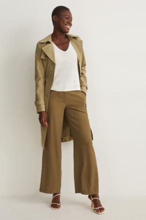 C&A Cloth High Taille Weite Leg Lenzing™ Ecovero™ Hosen Damen Dunkelgrün | UHTBZ-2945