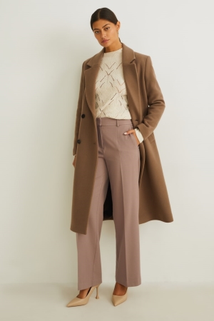 C&A Cloth High-rise Taille Weite Leg Recycled Hosen Damen Grau Braun | DMZPE-9862