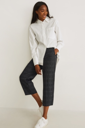 C&A Cloth High-rise Taille Weite Leg Recycled Check Hosen Damen Dunkelgrau | QFWZS-2341