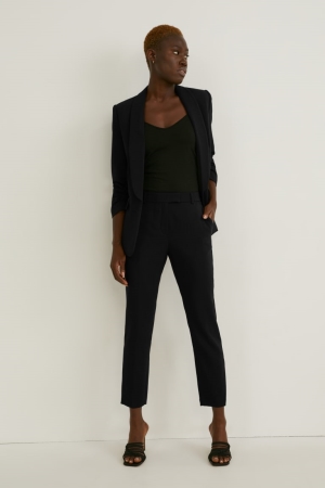 C&A Cloth Mid-rise Taille Slim FiRecycled Hosen Damen Schwarz | EZDCA-7094