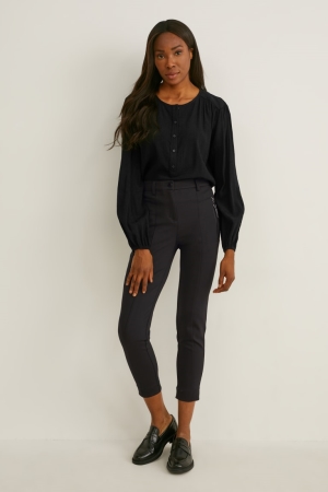 C&A Cloth Mid-rise Taille Slim Fit Hosen Damen Schwarz | UGAVN-5463