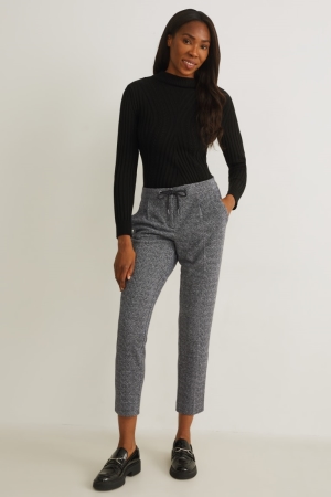C&A Cloth Mid-rise Taille Tapered Fit Hosen Damen Grau Schwarz | SBHNJ-7052