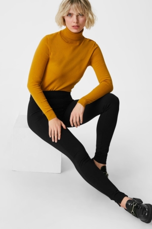 C&A Cloth Tapered Fit Hosen Damen Schwarz | QSOCB-0654