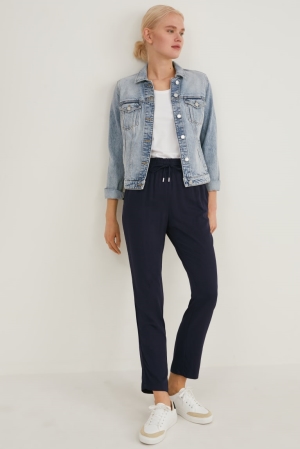 C&A Cloth Tapered Fit Lenzing™ Ecovero™ Hosen Damen Dunkelblau | NSYJZ-7321