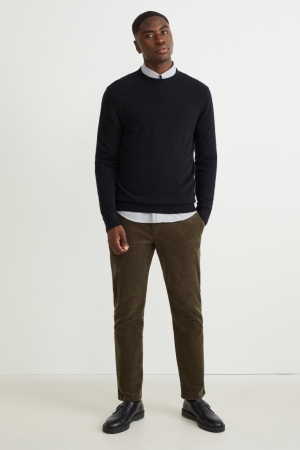 C&A Corduroy Chinos Regular Fit Stretch Lycra® Hosen Herren Dunkelgrün | BCLDV-8930