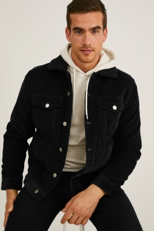 C&A Corduroy Jacke Herren Schwarz | PEXGK-9182