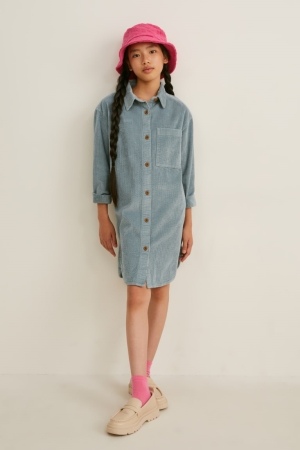 C&A Corduroy Kleider Mädchen Mintfarben Grün | XQUCI-7146