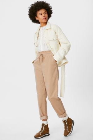 C&A Corduroy Relaxed Fit Hosen Damen Beige | WVCPF-0384