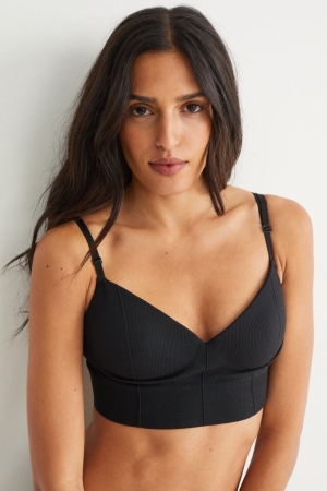 C&A Crop Gepolstert Seamless- Lycra® Unterwäsche Damen Schwarz | AOTDM-8243
