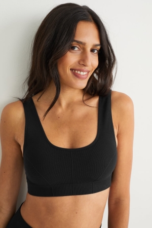 C&A Crop Gepolstert Seamless- Lycra® Unterwäsche Damen Schwarz | GACKT-2304