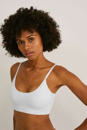 C&A Crop Gepolstert Seamless- Lycra® Unterwäsche Damen Weiß | GBODK-8147