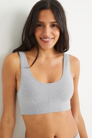 C&A Crop Gepolstert Seamless- Lycra® Unterwäsche Damen Grau | ORDHA-2758