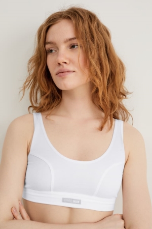 C&A Crop Organic Baumwoll Unterwäsche Damen Weiß | KXPWE-1524