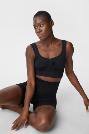 C&A Crop Seamless Unterwäsche Damen Schwarz | SPNZW-7369