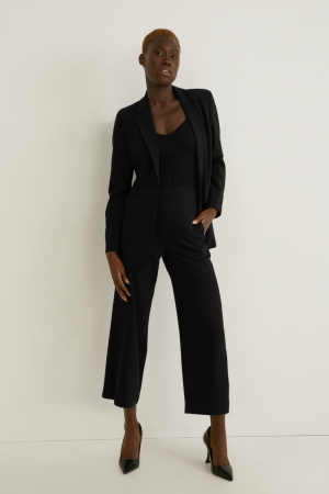 C&A Culottes Mid-rise Taille Recycled Hosen Damen Schwarz | XDLUP-3097