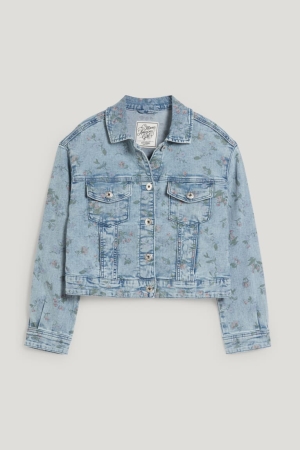 C&A Denim Floral Jacke Mädchen Blau Hellblau | CBWTQ-6725
