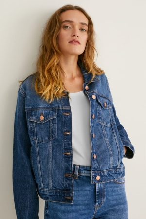 C&A Denim Lycra® Recycled Jacke Damen Blau | DVXOY-3826