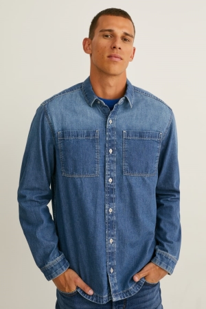 C&A Denim Regular Fit Cradle To Cradle Certified® Gold Hemd Herren Blau | OJCIF-7853