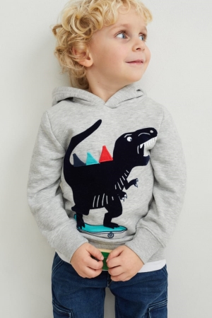 C&A Dinosaur Hoodie Mädchen Hellgrau | VFMCE-6451