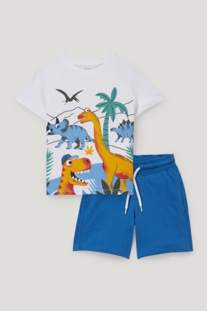 C&A Dinosaur Set Sleeve And 2 Piece T-shirts Jungen Weiß | SOEWC-9872