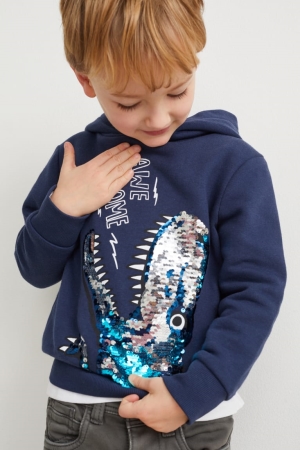C&A Dinosaur Shiny Hoodie Mädchen Dunkelblau | EAZJO-6842