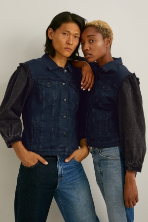 C&A E.L.V. Denim Denim Genderneutral Recycled Jacke Damen Blau Dunkelblau | ECLIS-2536