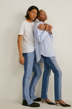 C&A E.L.V. Denim Gerade High Taille Genderneutral Recycled Jeans Herren Blau Hellblau | QEJDX-2908