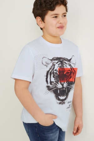 C&A Extended Sizes Multipack Of 2 Sleeve T-shirts Jungen Weiß Hellblau | VUXZO-3641