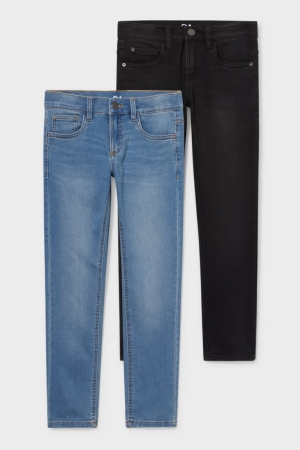 C&A Extended Sizes Multipack Of 2 Slim Jog Denim Jeans Jungen Blau | ROLYJ-0629